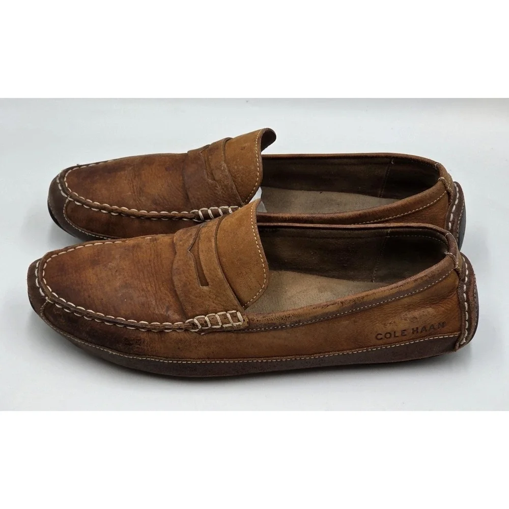 Cole Haan Women's‎ Trillby Driving Shoes  Distressed Brown Leather Sz 10.5M